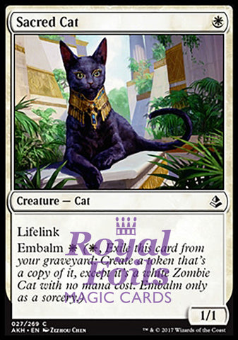 Sacred Cat 1x FOIL AKH MTG Amonkhet Common VF white