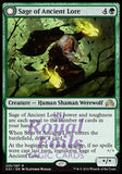 **1x FOIL Sage of Ancient Lore // Werewolf of Ancient Hunger** SOI MTG Shadows Over Innistrad Rare NM+ green