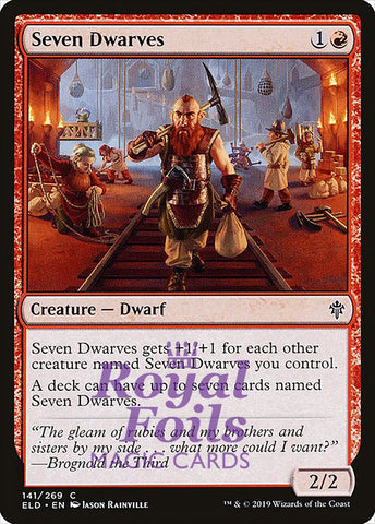Seven Dwarves 4x FOIL ELD MTG Throne of Eldraine Common 3 MINT + 1 NM- red