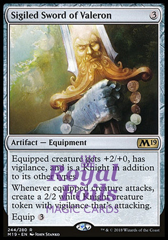 Sigiled Sword of Valeron 1x FOIL M19 MTG Core Set 2019 Rare MINT artifact
