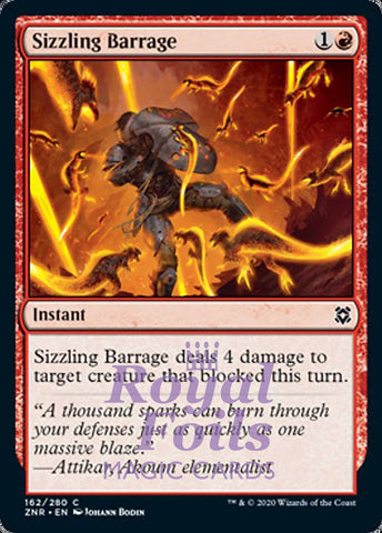 **4x FOIL Sizzling Barrage** ZNR MTG Zendikar Rising Common MINT red