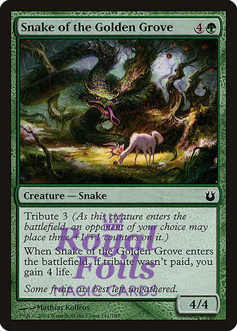 **4x FOIL Snake of the Golden Grove** BNG MTG Born of the Gods Common MINT green
