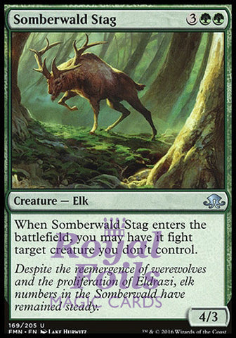 Somberwald Stag 2x FOIL EMN MTG Eldritch Moon Uncommon 1 MT + 1 NM green