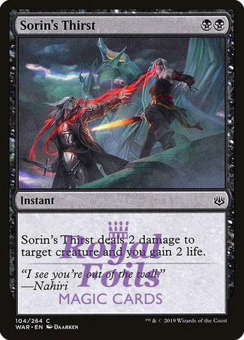 **3x FOIL Sorin's Thirst** WAR MTG War of the Spark Common MINT black