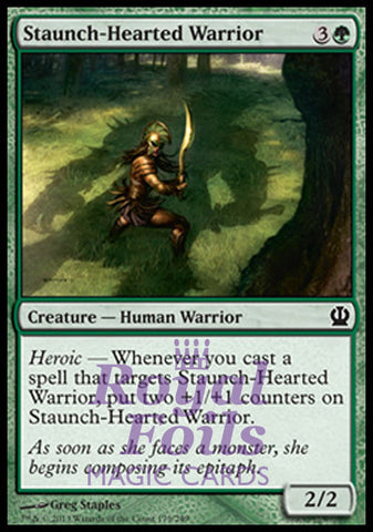 **4x FOIL Staunch-Hearted Warrior** THS MTG Theros Common MINT green