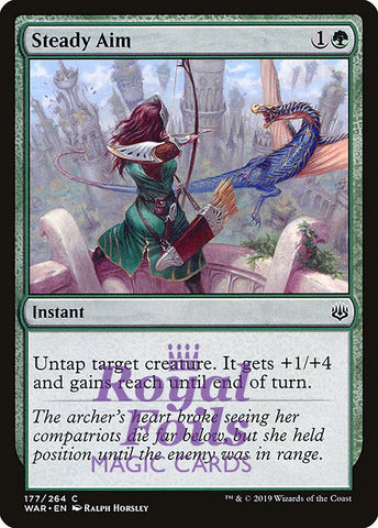 Steady Aim 3x FOIL WAR MTG War of the Spark Common MINT green