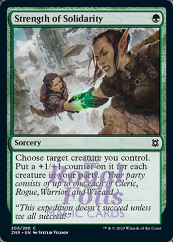 **4x FOIL Strength of Solidarity** ZNR MTG Zendikar Rising Common MINT green