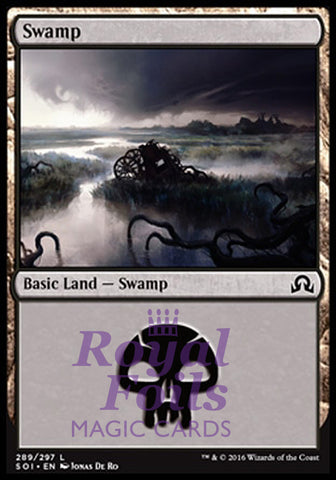 **4x FOIL Swamp #289** SOI MTG Shadows Over Innistrad Basic Land 3 MT + 1 NM+ black