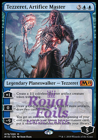 Tezzeret Artifice Master 1x FOIL M19 MTG Core Set 2019 Mythic MINT blue planeswalker