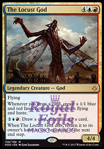 The Locust God 1x FOIL HOU MTG Hour of Devastation Mythic MINT blue red