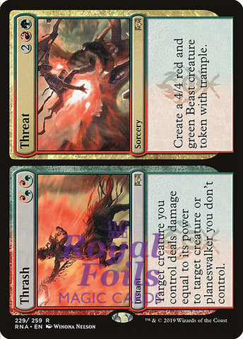 Thrash // Threat 2x FOIL RNA MTG Ravnica Allegiance Rare MINT red green