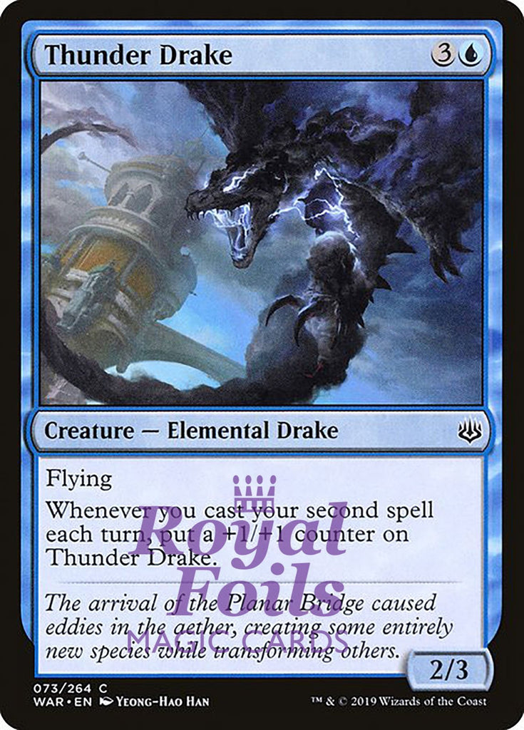 Thunder Drake 3x FOIL WAR MTG War of the Spark Common MINT blue