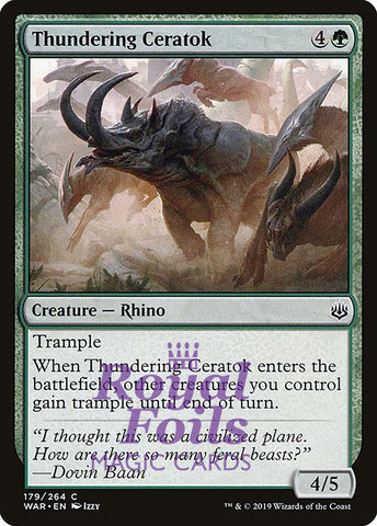 Thundering Ceratok 3x FOIL WAR MTG War of the Spark Common MINT green