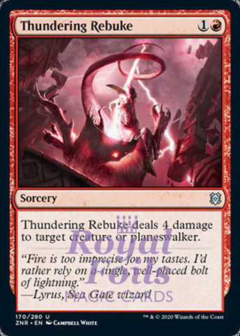 **4x FOIL Thundering Rebuke** ZNR MTG Zendikar Rising Uncommon MINT red