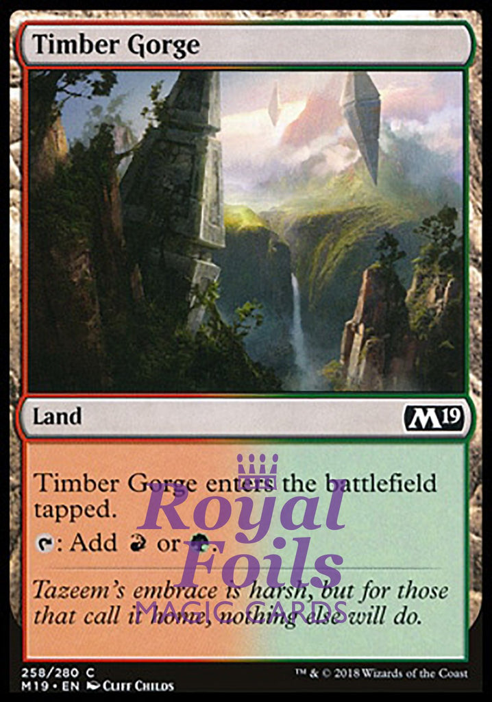 **4x FOIL Timber Gorge** M19 MTG Core Set 2019 Common MINT red green land