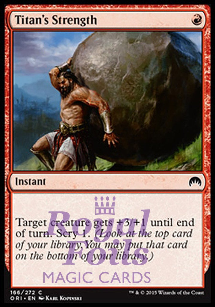 **2x FOIL Titan's Strength** THS MTG Theros Common MINT red