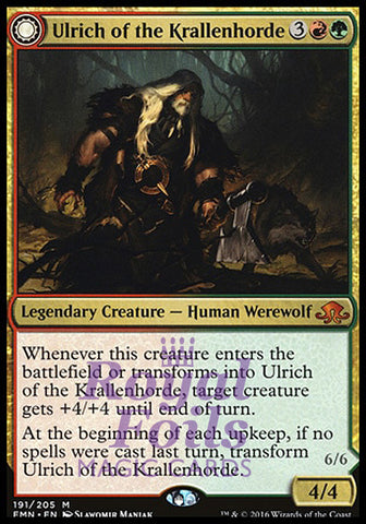 Ulrich of the Krallenhorde // Ulrich Uncontested Alpha 1x FOIL EMN MTG Eldritch Moon Mythic MINT red green