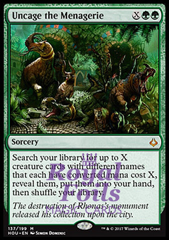 Uncage the Menagerie 1x FOIL HOU MTG Hour of Devastation Mythic MINT green