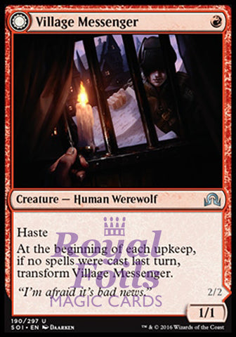 Village Messenger // Moonrise Intruder 1x FOIL SOI MTG Shadows Over Innistrad Uncommon NM red