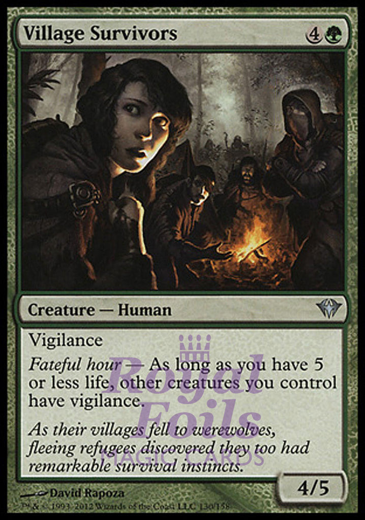 **4x FOIL Village Survivors** DKA MTG Dark Ascension Uncommon MINT green