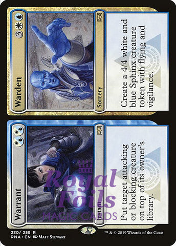 Warrant // Warden 2x FOIL RNA MTG Ravnica Allegiance Rare MINT blue white