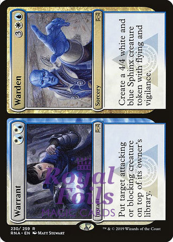 **2x FOIL Warrant // Warden** RNA MTG Ravnica Allegiance Rare MINT blue white