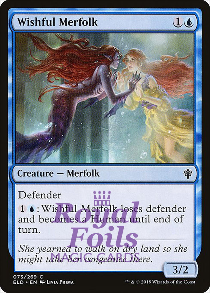 **3x FOIL Wishful Merfolk** ELD MTG Throne of Eldraine Common MINT blue