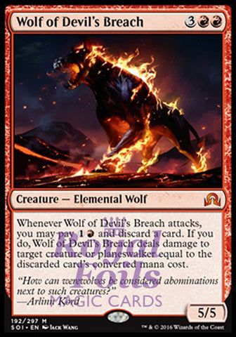 **1x FOIL Wolf of Devil's Breach** SOI MTG Shadows Over Innistrad Mythic MINT red