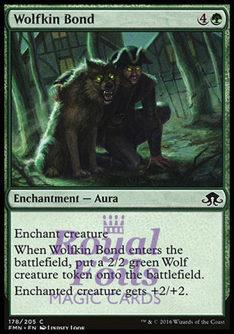 **4x FOIL Wolfkin Bond** EMN MTG Eldritch Moon Common MINT green