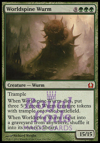 **1x FOIL Worldspine Wurm** RTR MTG Return to Ravnica Mythic MINT green