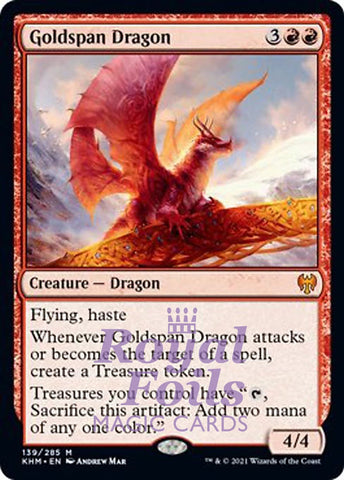 **1x FOIL Goldspan Dragon** KHM MTG Kaldheim Mythic MINT red