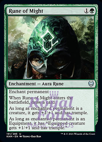 Rune of Might 4x FOIL KHM MTG Kaldheim Uncommon MINT green