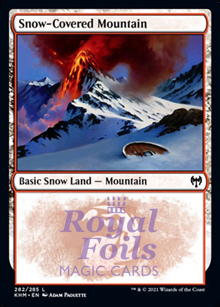 **2x FOIL Snow-Covered Mountain #282** KHM MTG Kaldheim Common MINT basic snow land red